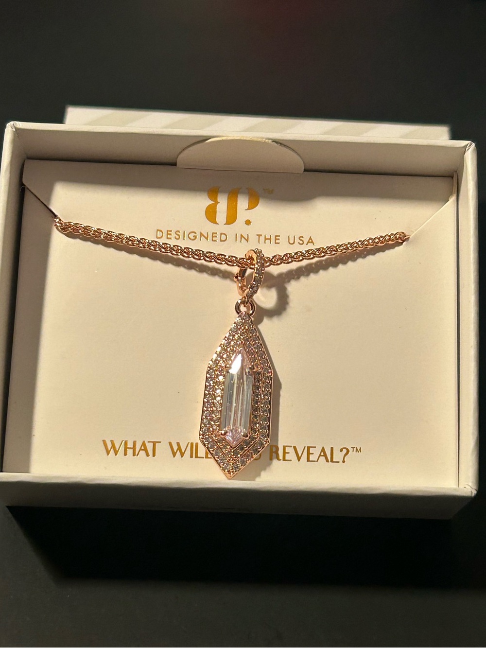 The Eden Necklace: Diamond Cubic Zirconia On Rose Gold - Picture 2 of 4